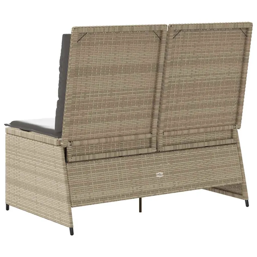 Banc inclinable de jardin avec coussins beige résine tressée - 6