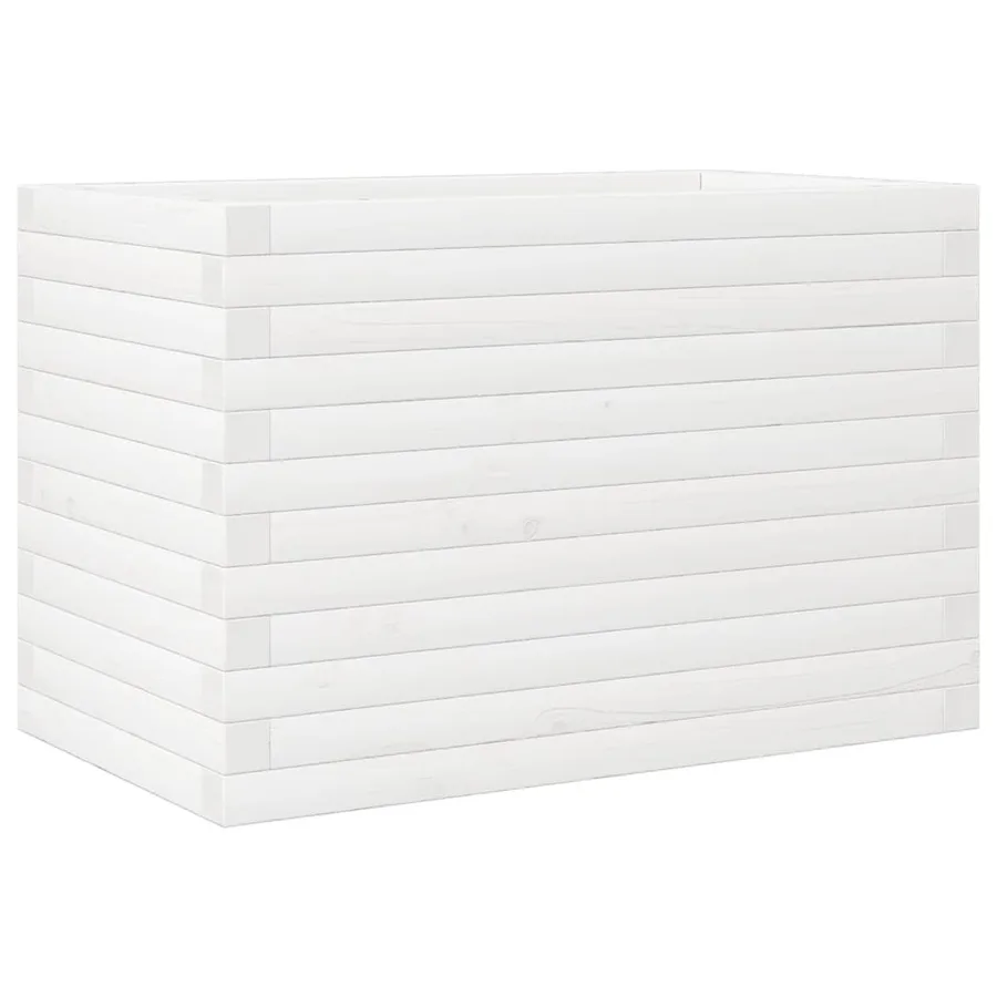 Jardinière blanc 70x40x46 cm bois de pin massif - 2