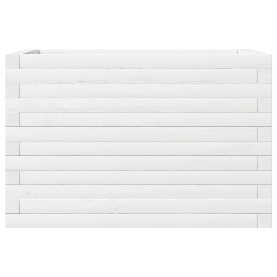 Jardinière blanc 70x40x46 cm bois de pin massif - 5