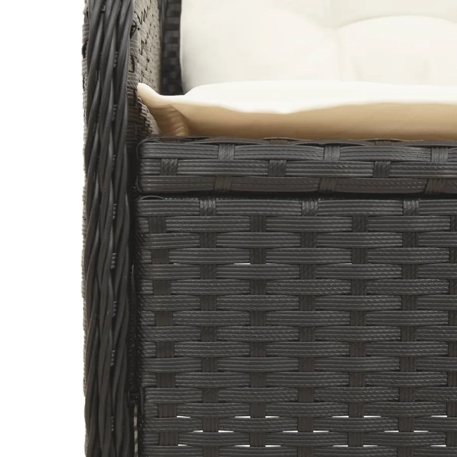 Salon de jardin 3 pcs avec coussins Noir Résine tressée - 8
