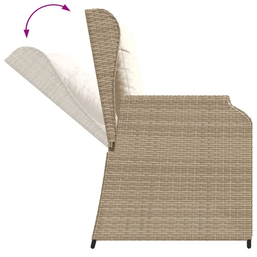 Salon de jardin avec coussins 3 pcs beige résine tressée - 7
