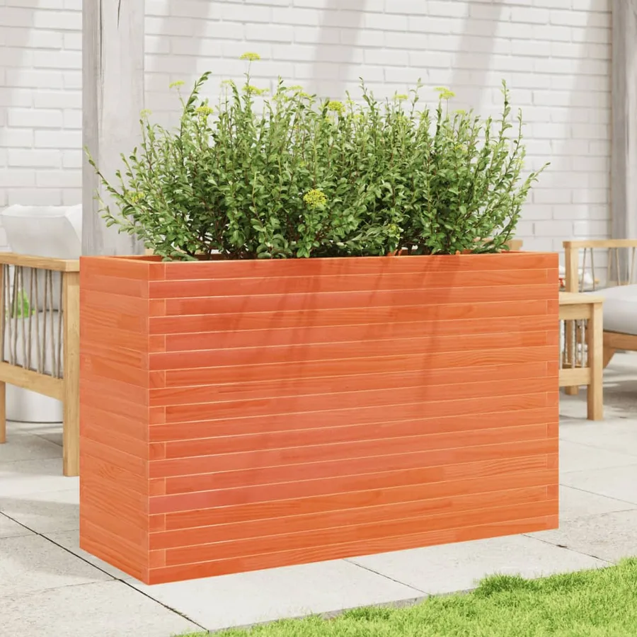 Jardinière cire marron 110x40x68,5 cm bois de pin massif - 3