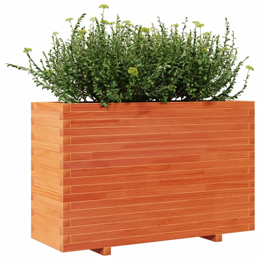 Jardinière cire marron 110x40x72 cm bois de pin massif - 4