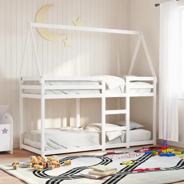 Lit superposé sans matelas blanc 90x200 cm bois de pin massif