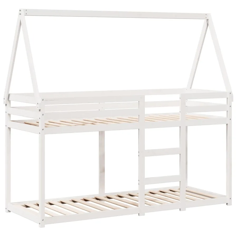 Lit superposé sans matelas blanc 90x200 cm bois de pin massif - 3