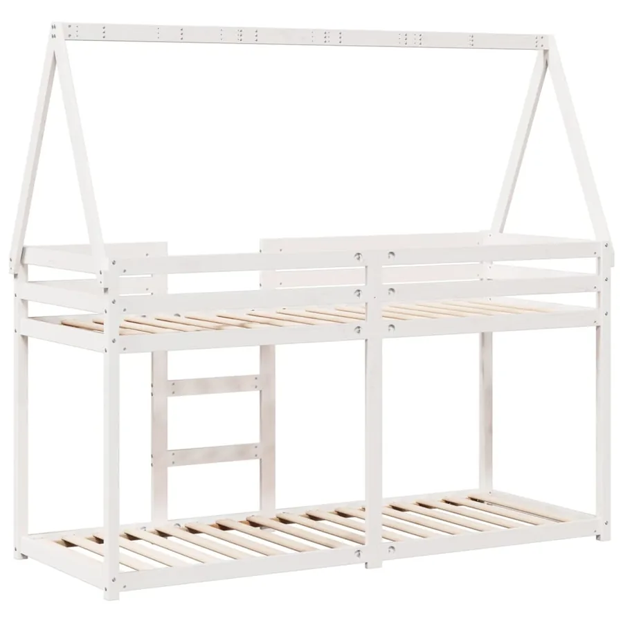 Lit superposé sans matelas blanc 90x200 cm bois de pin massif - 6