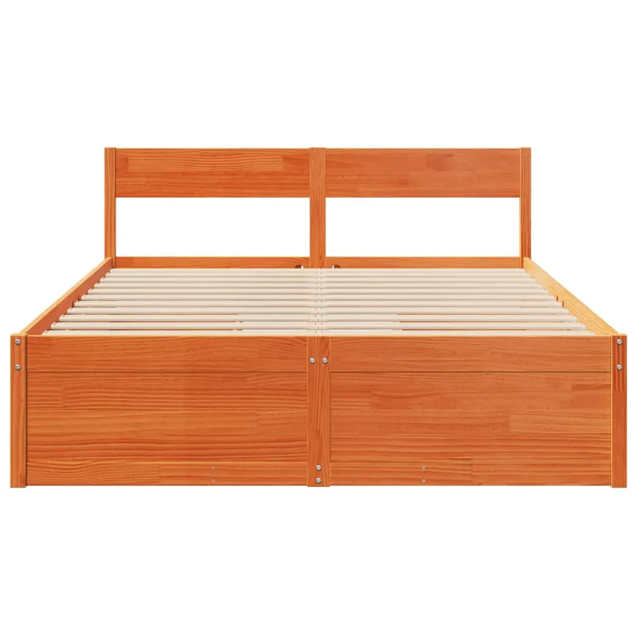 Cadre de lit sans matelas cire marron 160x200cm bois pin massif - 4