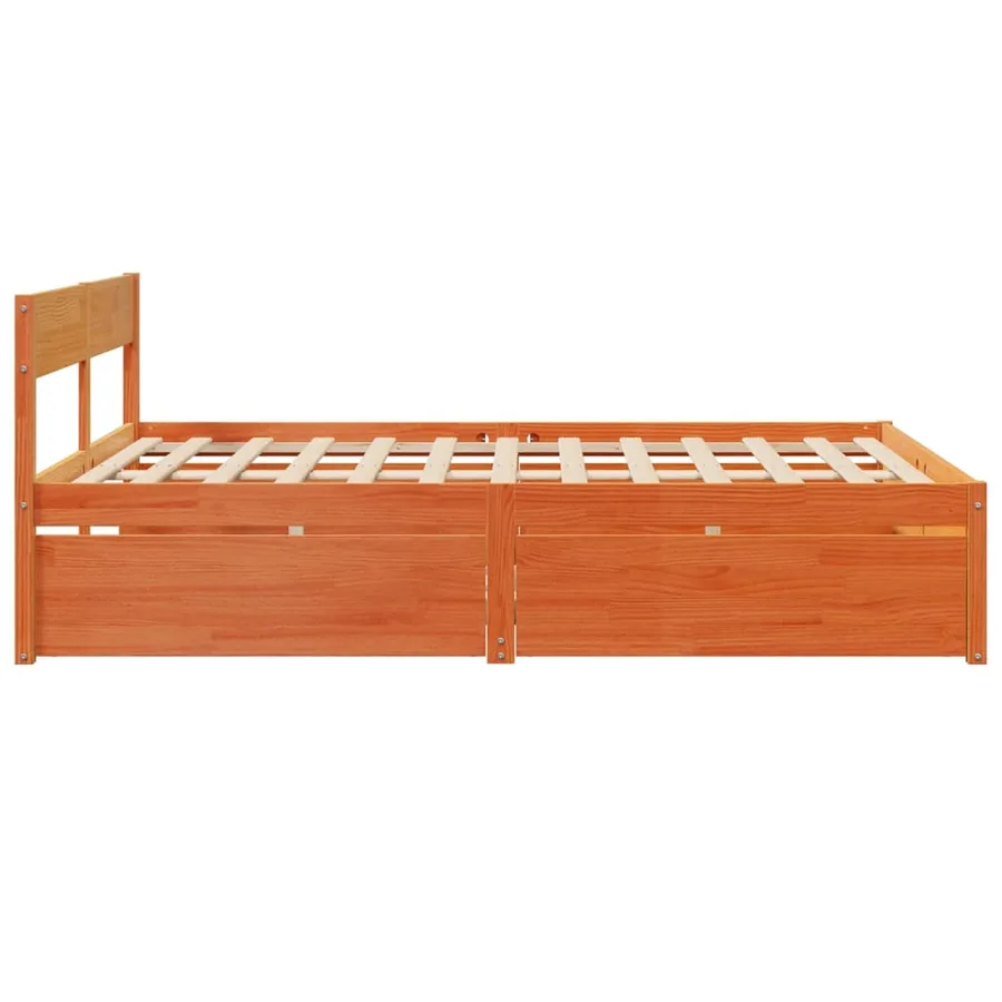 Cadre de lit sans matelas cire marron 160x200cm bois pin massif - 5