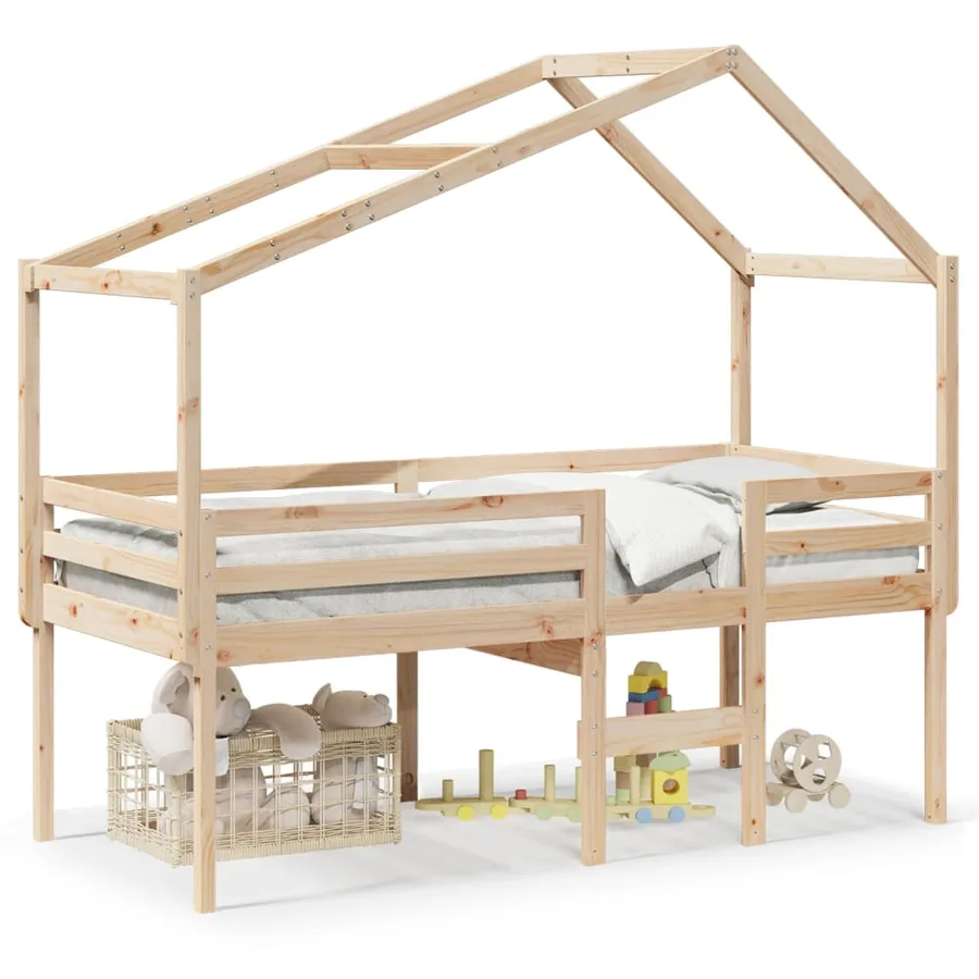 Lit haut sans matelas 75x190 cm bois de pin massif - 2