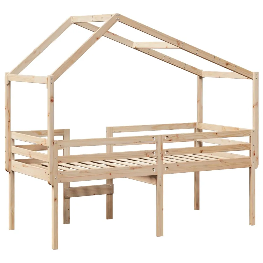 Lit haut sans matelas 75x190 cm bois de pin massif - 8