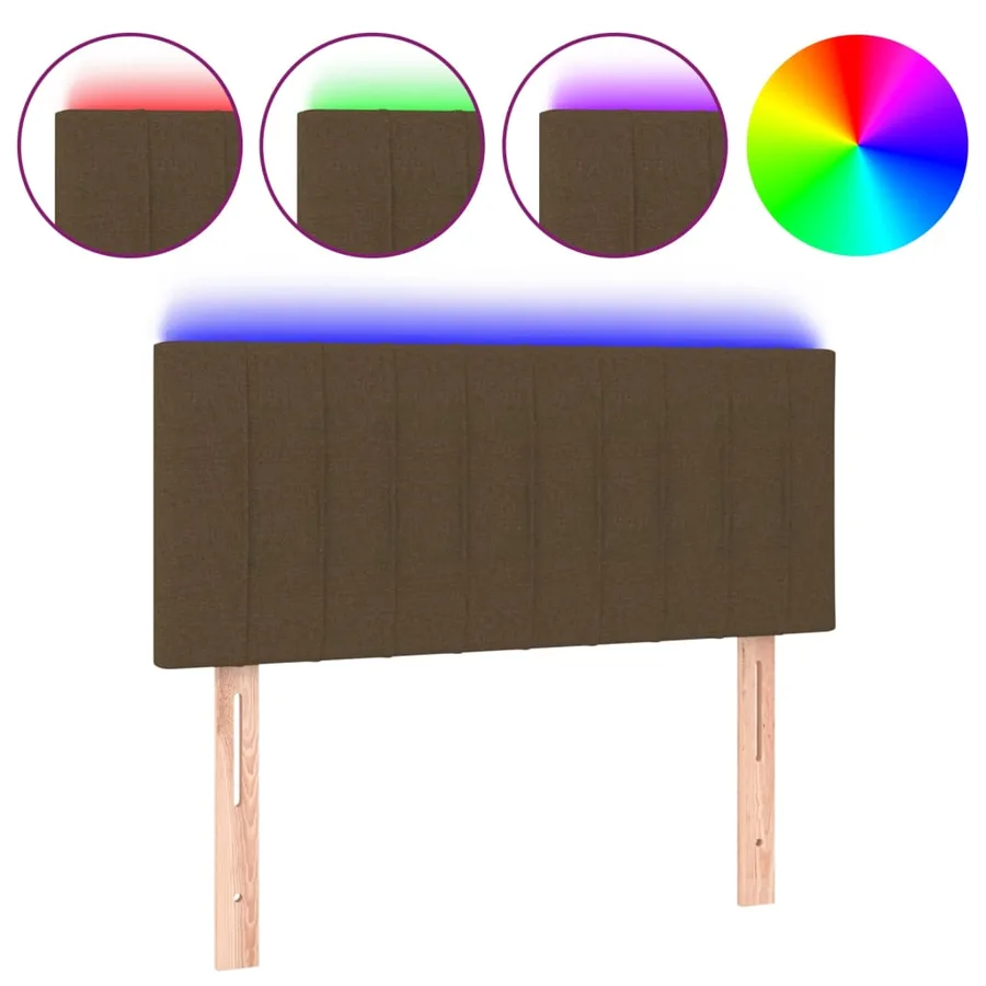Tête de lit à LED Marron Foncé 90x5x78/88 cm Tissu - 2