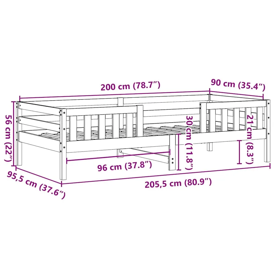 Cadre de lit sans matelas 90x200 cm bois de pin massif - 9