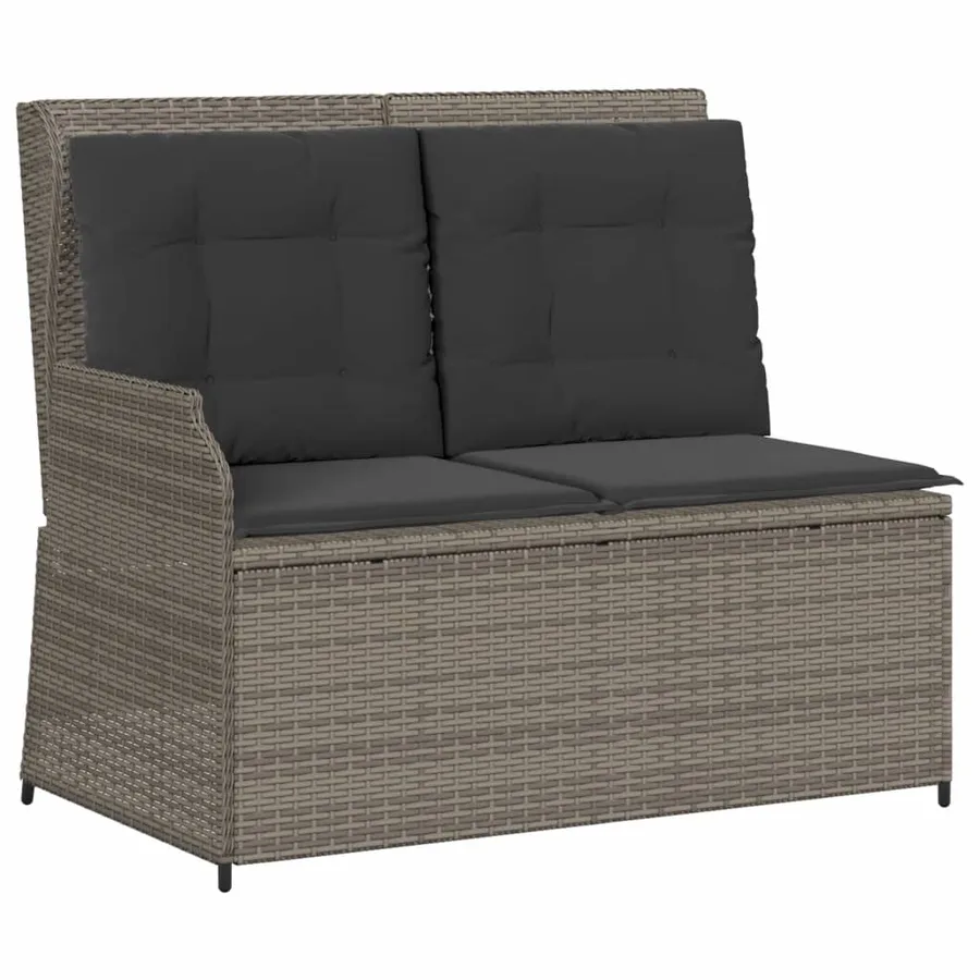 Salon de jardin avec coussins 3 pcs gris résine tressée - 3