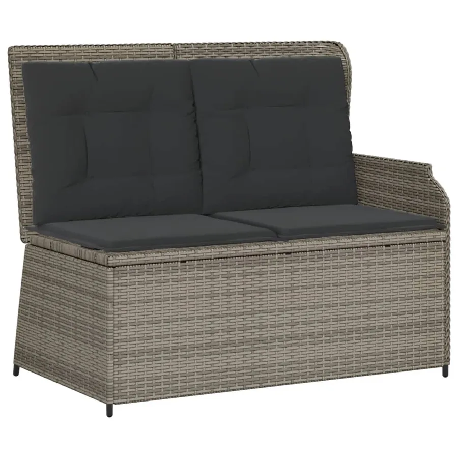Salon de jardin avec coussins 3 pcs gris résine tressée - 4