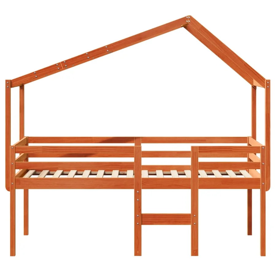 Lit haut sans matelas cire marron 75x190 cm bois de pin massif - 4