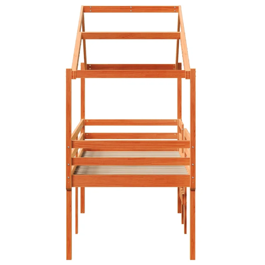 Lit haut sans matelas cire marron 75x190 cm bois de pin massif - 7