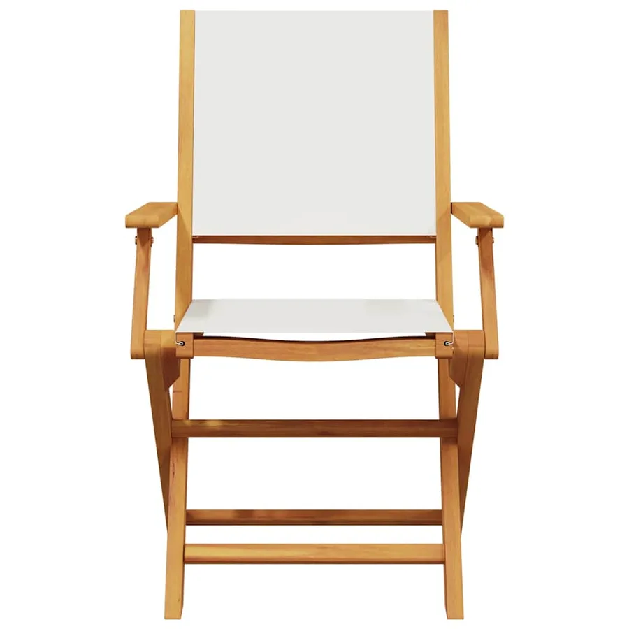 Chaises de jardin lot de 2 blanc crème bois acacia massif tissu - 5
