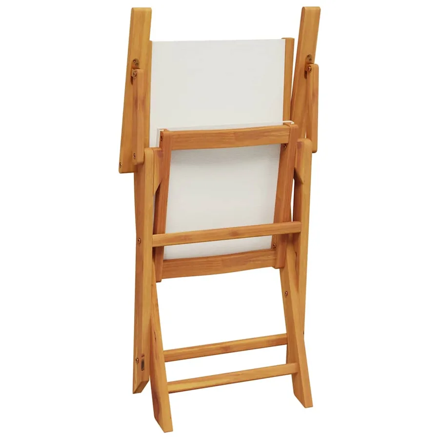 Chaises de jardin lot de 2 blanc crème bois acacia massif tissu - 8