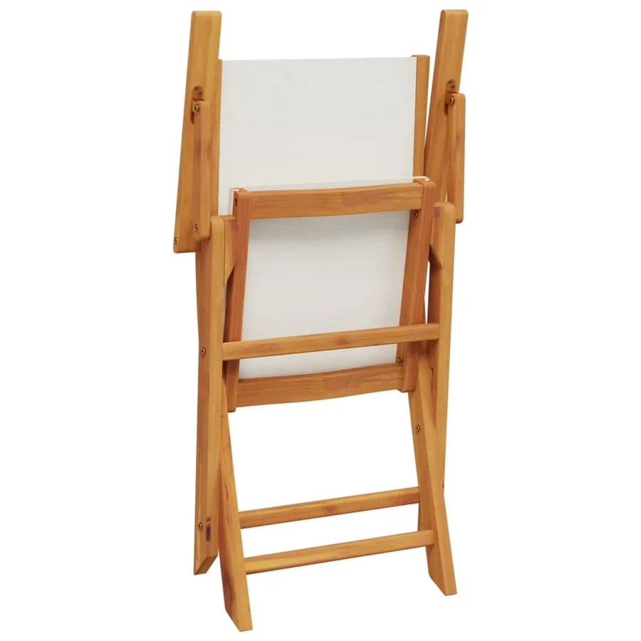 Ensemble à manger de jardin 5 pcs blanc crème tissu bois massif - 7