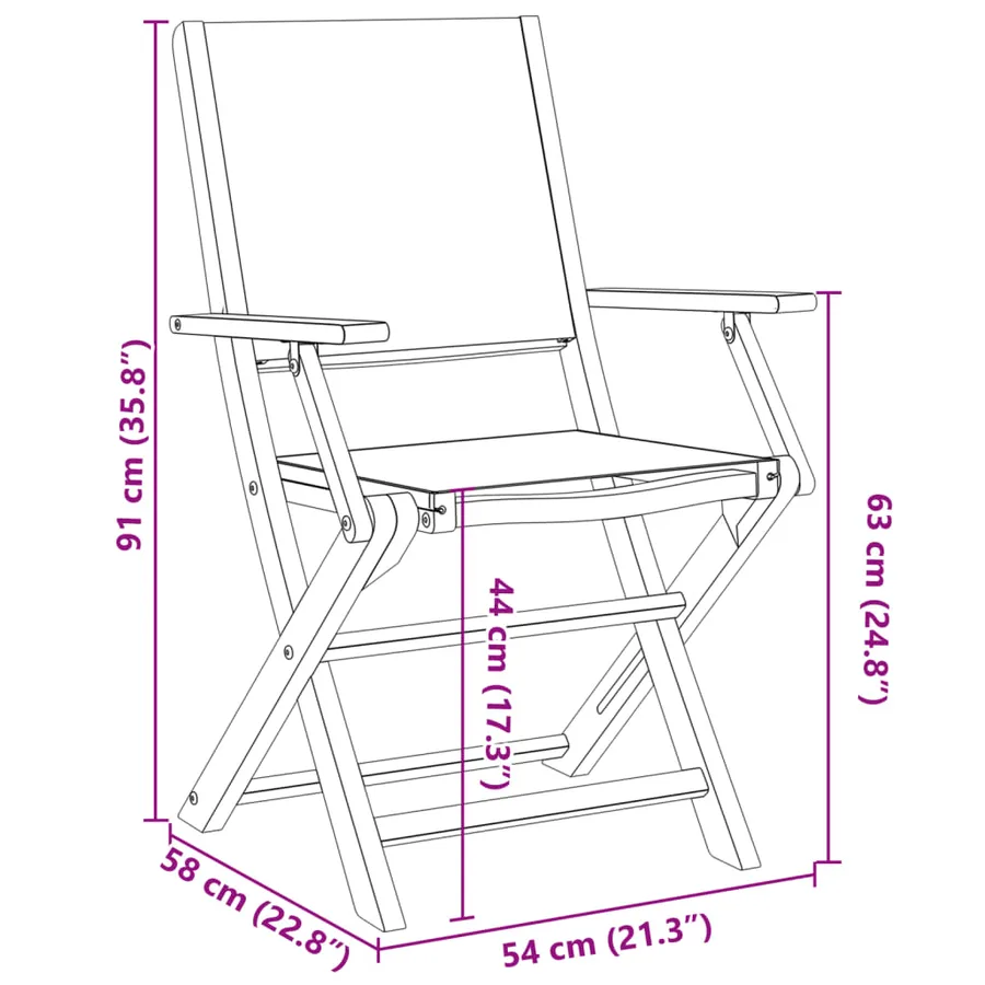 Chaises de jardin pliantes lot de 4 tissu et bois massif - 10