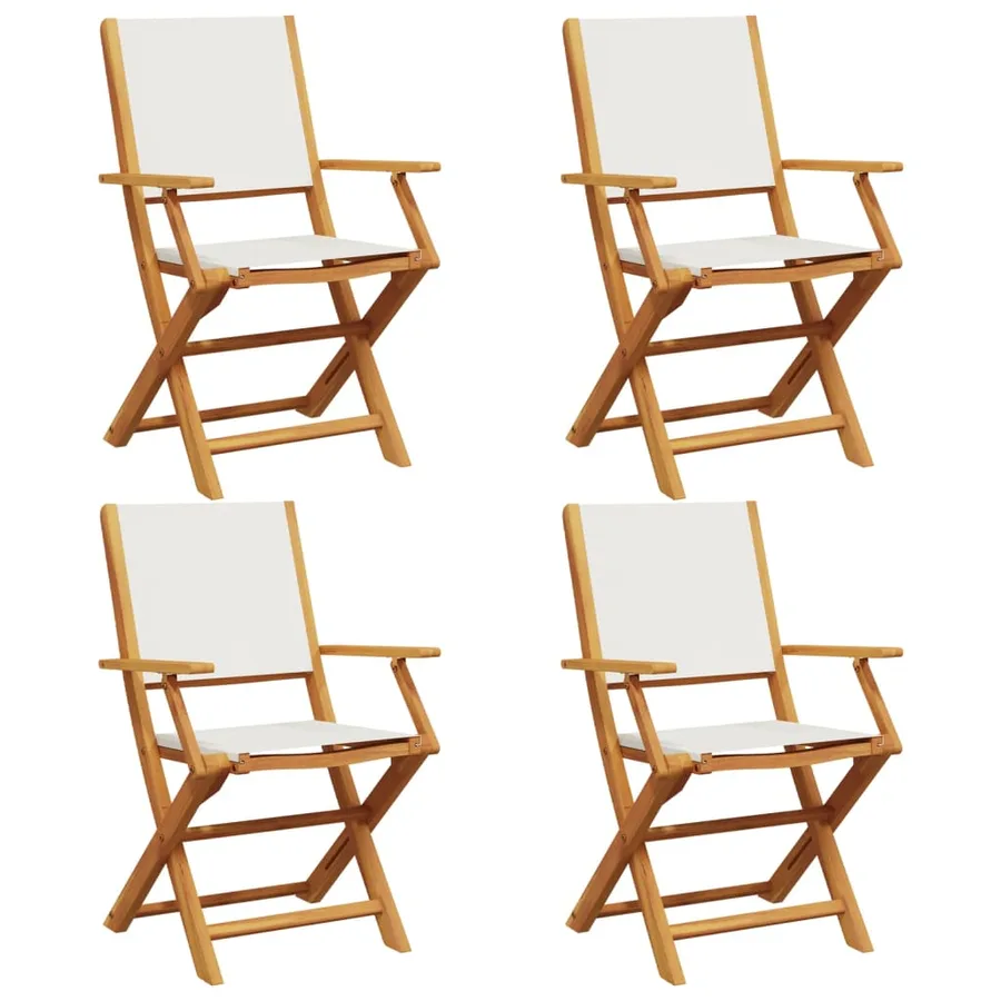 Chaises de jardin pliantes lot de 4 tissu et bois massif - 2