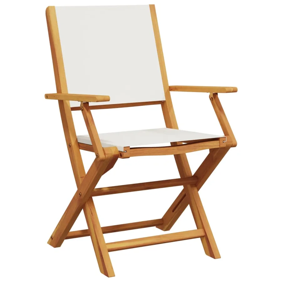 Chaises de jardin pliantes lot de 4 tissu et bois massif - 3