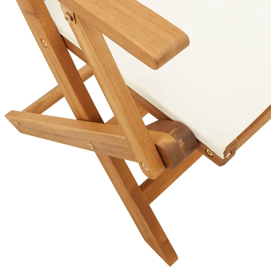 Chaises de jardin pliantes lot de 4 tissu et bois massif - 8