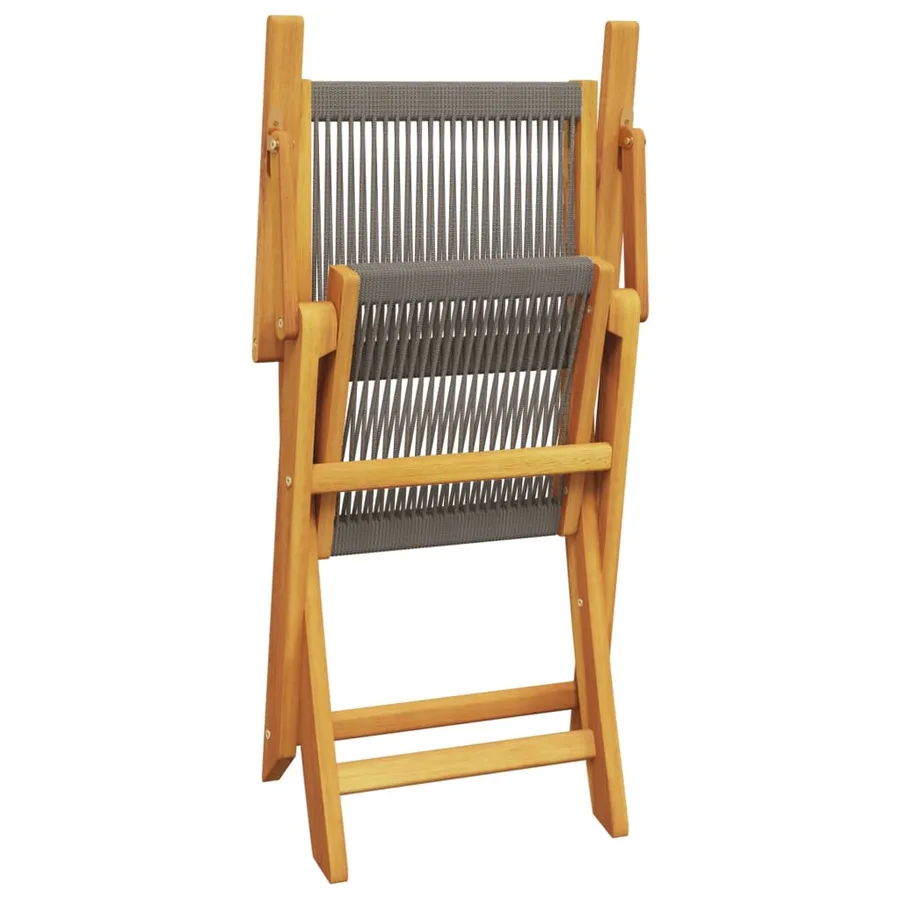Chaises de jardin pliables lot de 6 gris bois d'acacia massif - 7