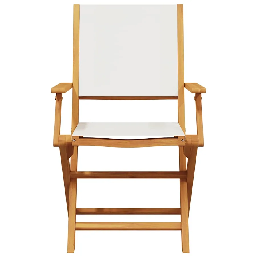 Ensemble de bistro 3 pcs blanc crème tissu et bois massif - 4