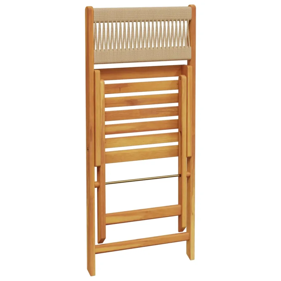 Chaises de jardin pliantes lot de 4 beige bois d'acacia massif - 7