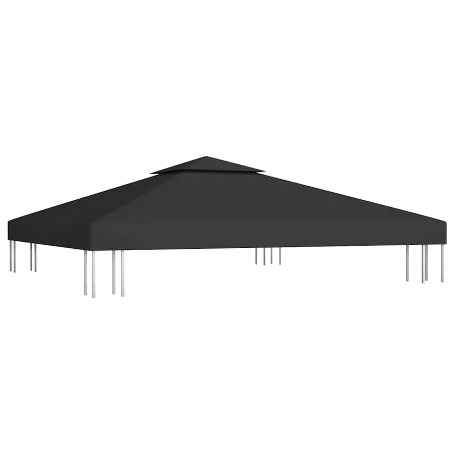 Toile de toit de belvédère 2 niveaux 310 g/m² 3x3 m Noir - 2