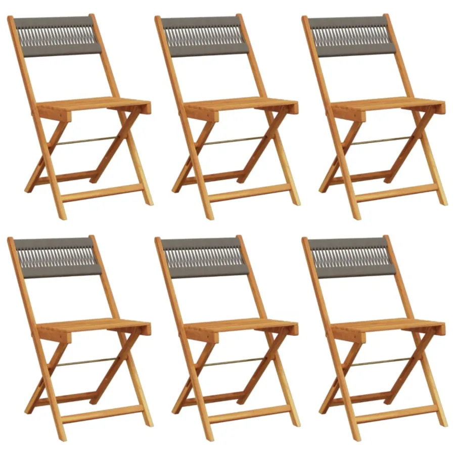Chaises de jardin pliables lot de 6 gris bois d'acacia massif - 2