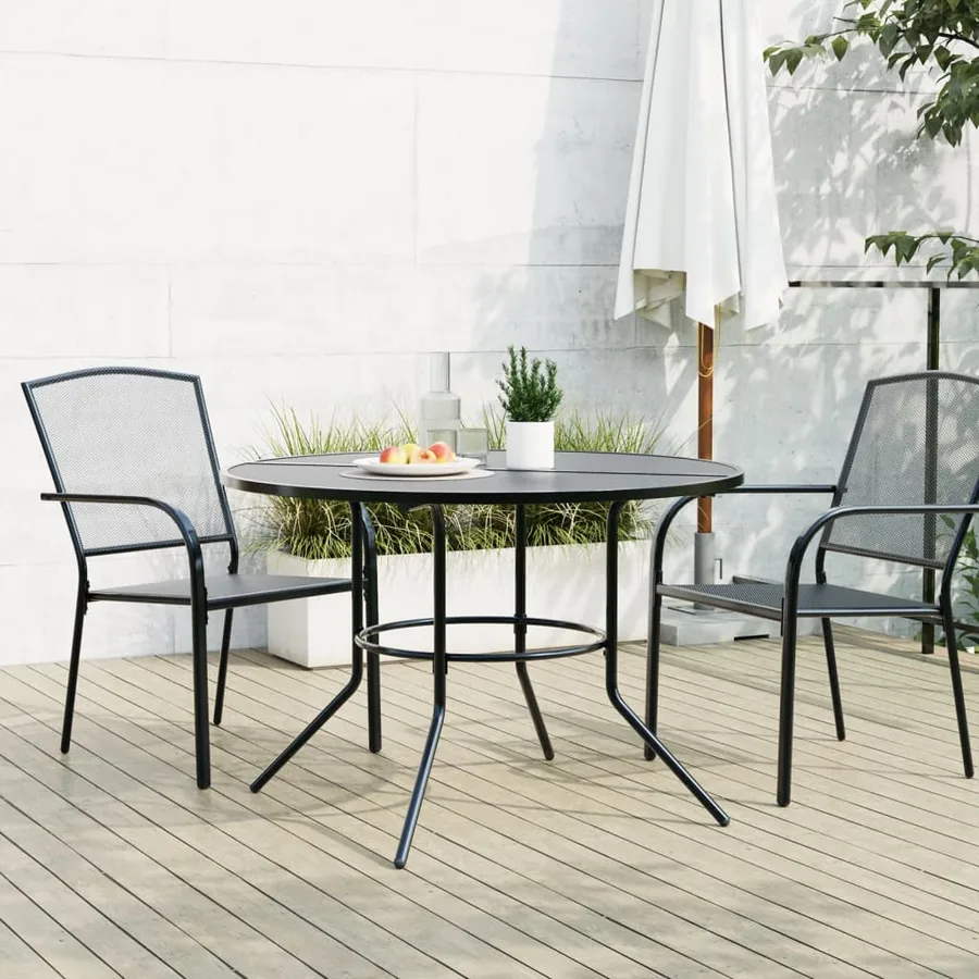 Table de patio ronde anthracite acier enduit de poudre - 3