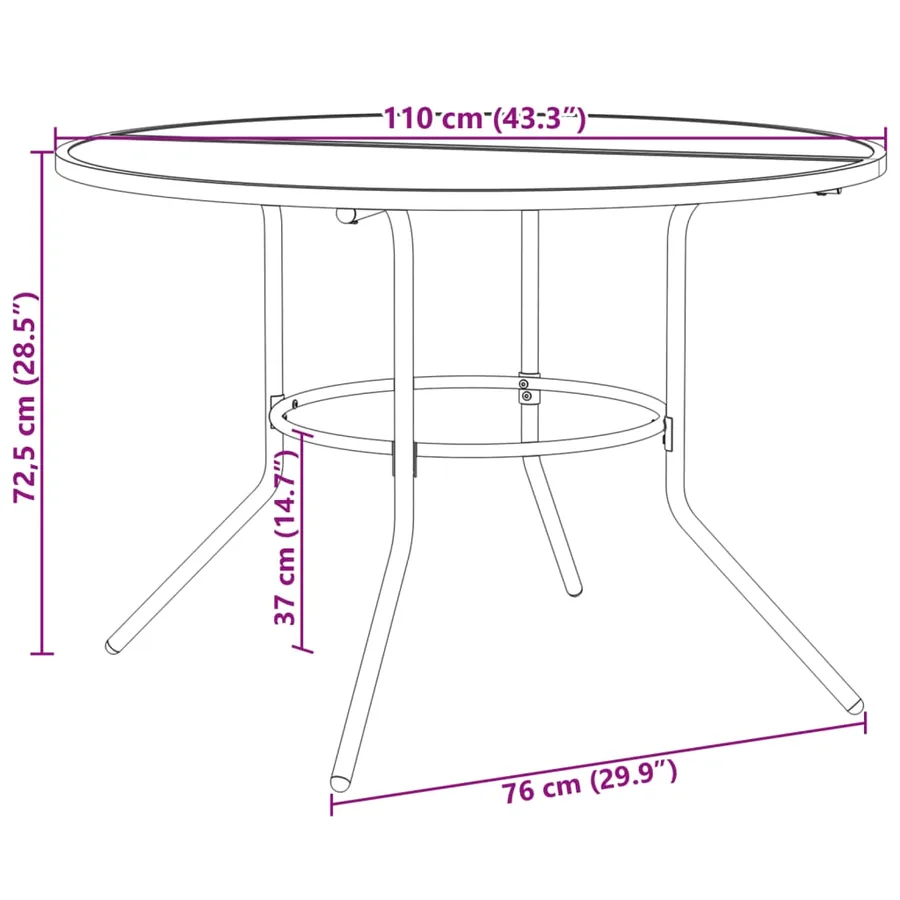 Table de patio ronde anthracite acier enduit de poudre - 8