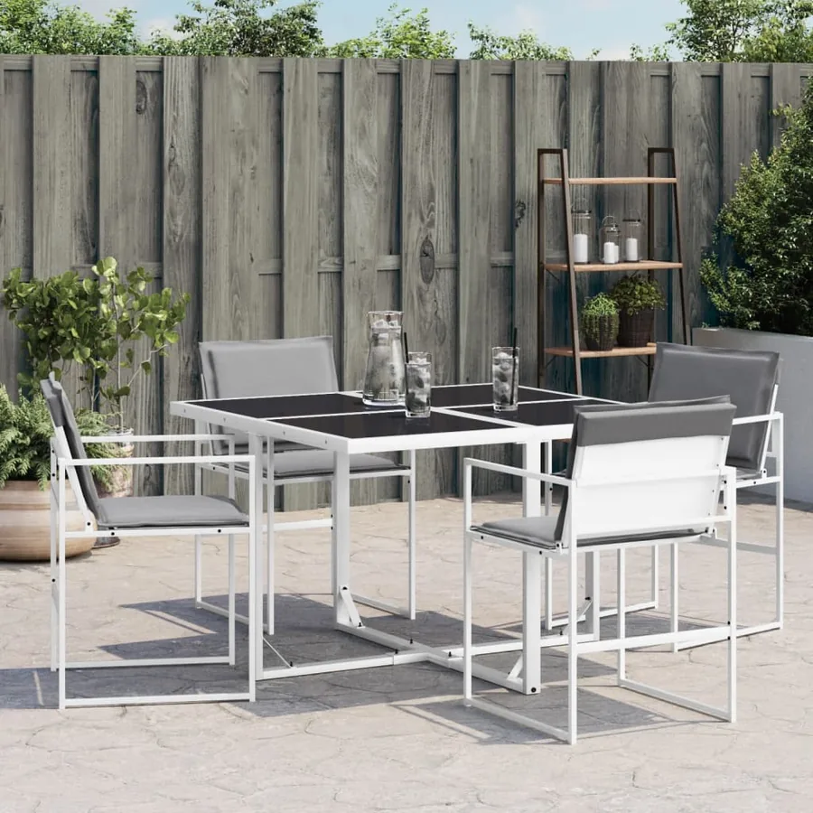 Chaises de jardin avec coussins lot de 4 blanc acier/textilène - 3