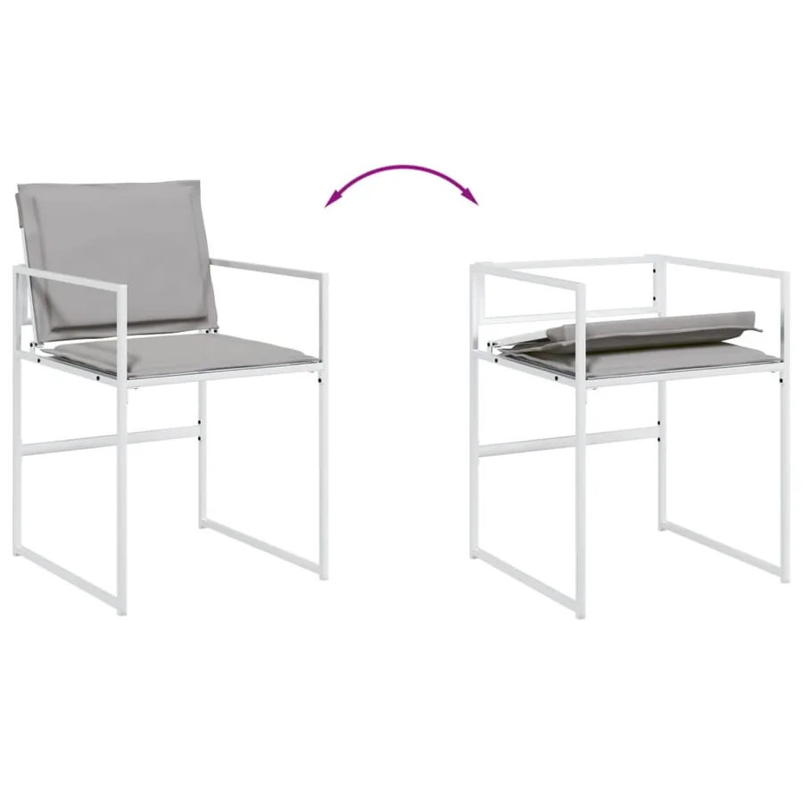 Chaises de jardin avec coussins lot de 4 blanc acier/textilène - 8