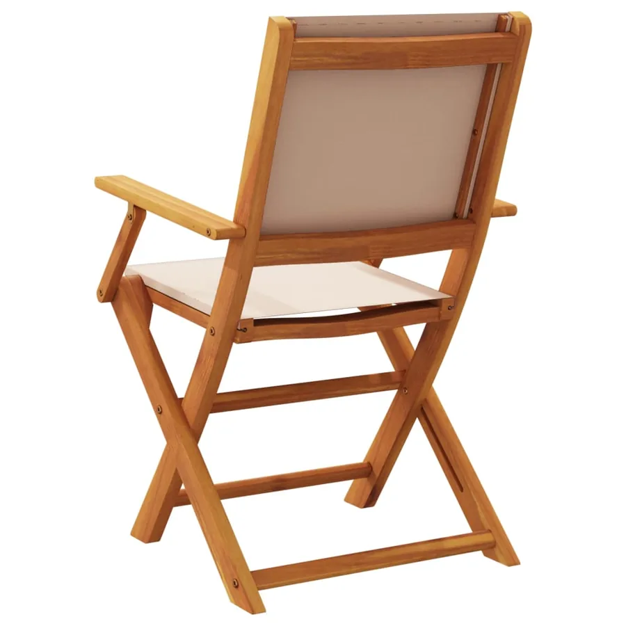 Chaises de jardin pliantes lot de 6 taupe tissu et bois massif - 6