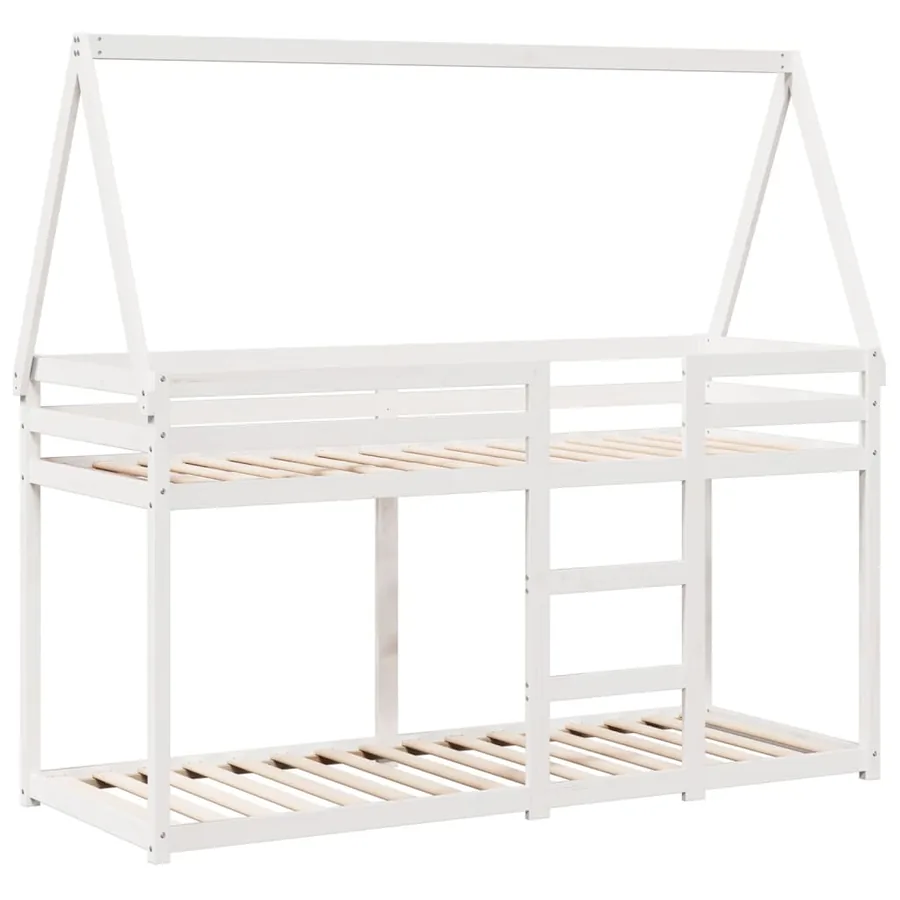 Lit superposé sans matelas blanc 90x200 cm bois de pin massif - 3