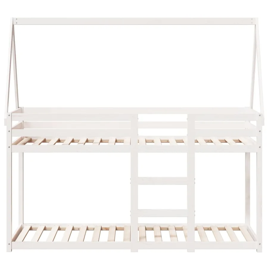 Lit superposé sans matelas blanc 90x200 cm bois de pin massif - 4