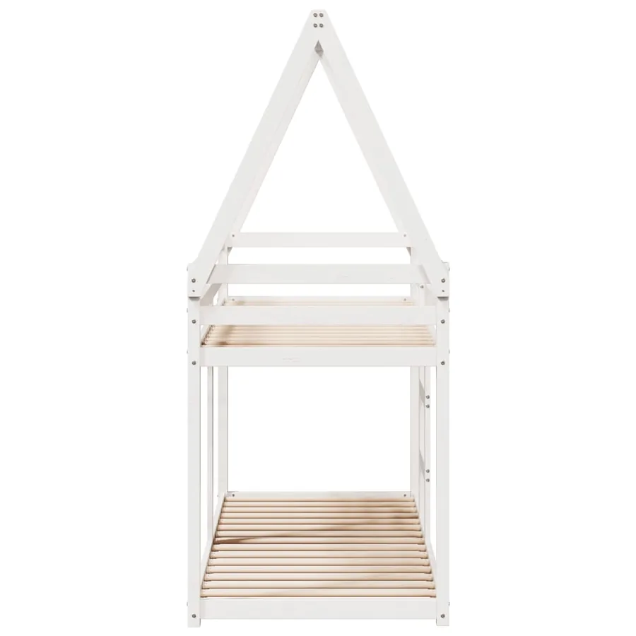 Lit superposé sans matelas blanc 90x200 cm bois de pin massif - 5