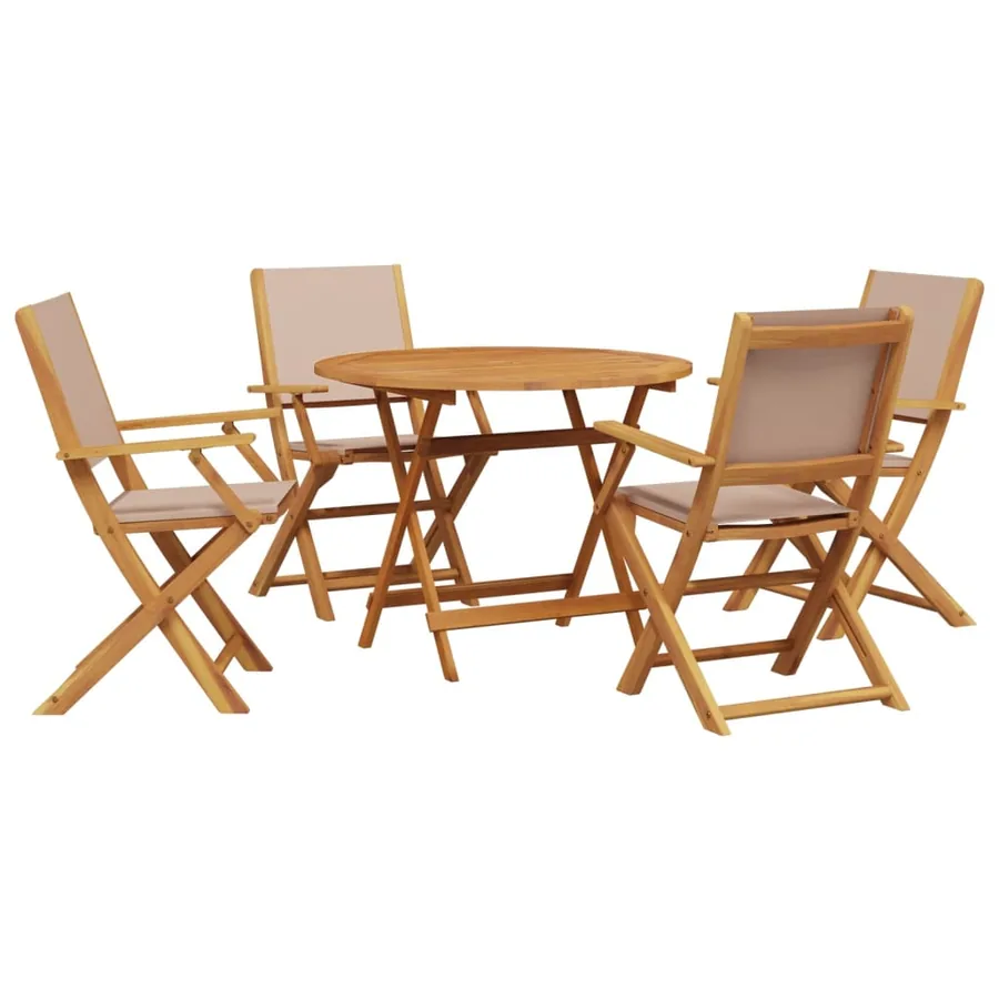Ensemble à manger de jardin 5 pcs taupe tissu et bois massif - 2