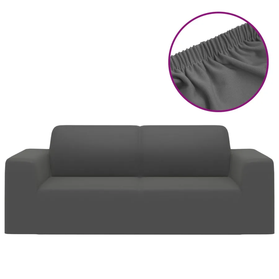 Housse extensible canapé 2places Anthracite Jersey de polyester - 2