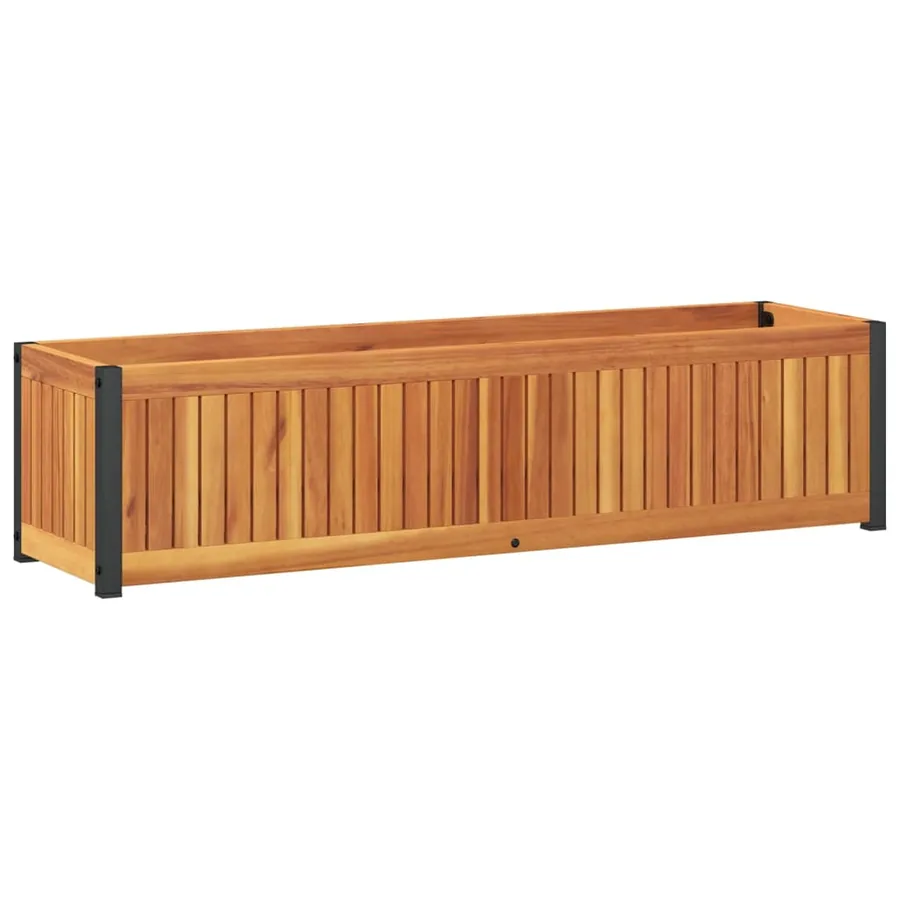 Jardinière 110x30x27,5 cm bois massif d'acacia et acier - 2
