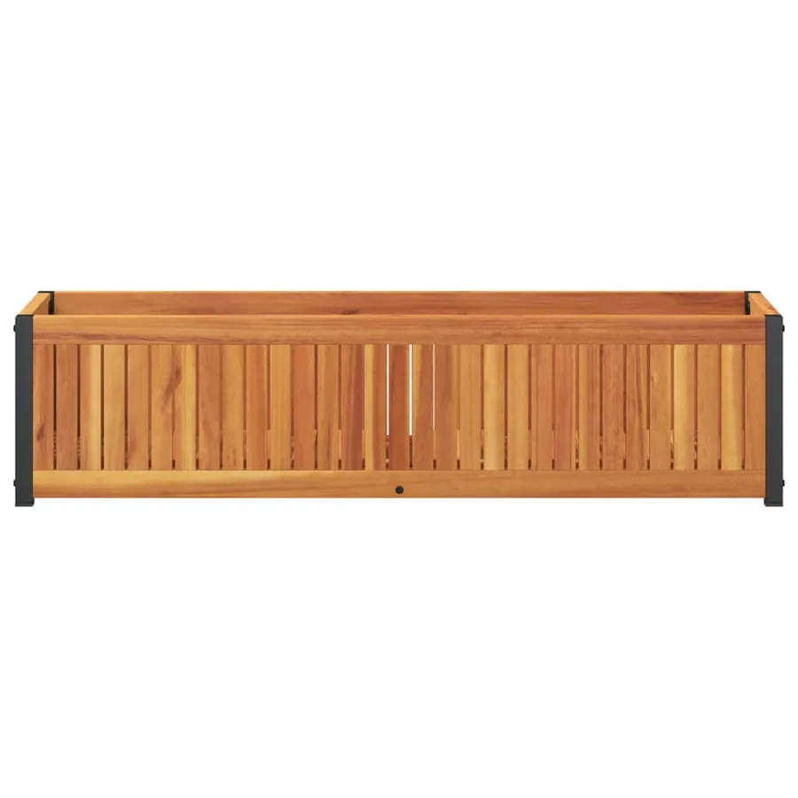 Jardinière 110x30x27,5 cm bois massif d'acacia et acier - 4