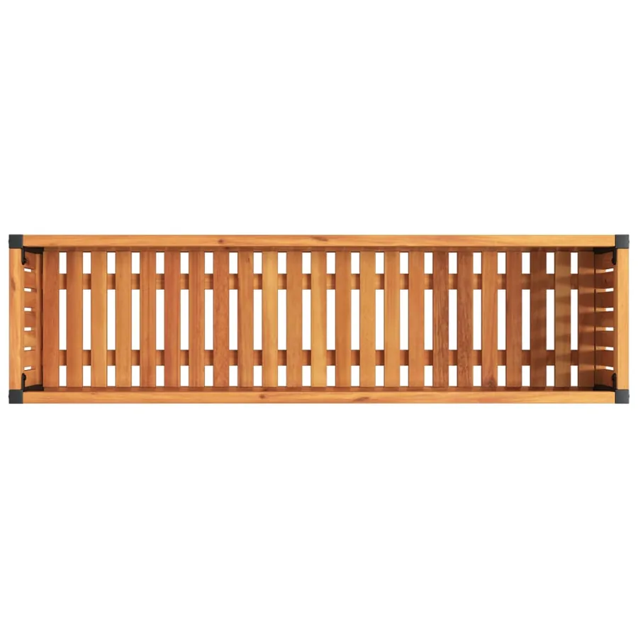 Jardinière 110x30x27,5 cm bois massif d'acacia et acier - 7