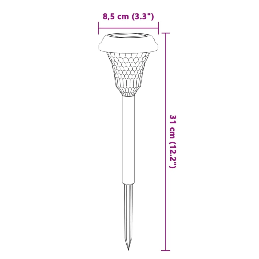 Lampes solaires d'allées et piquets de sol 12 pcs blanc - 9