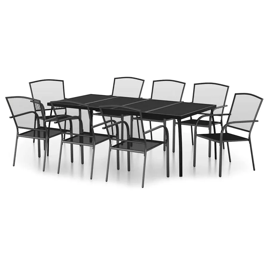 Ensemble à manger de jardin 9 pcs anthracite acier - 2
