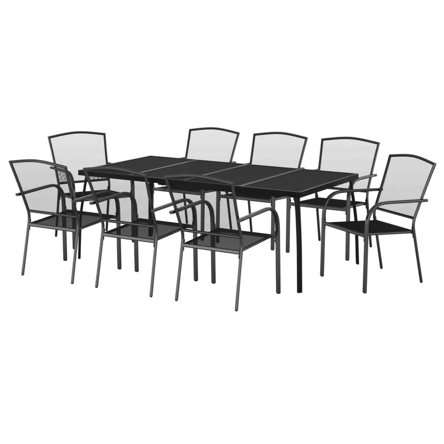Ensemble à manger de jardin 9 pcs anthracite acier - 3