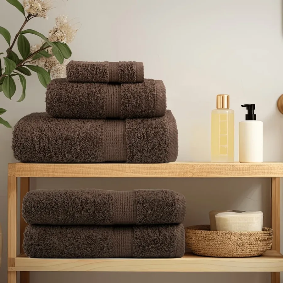 Serviettes de douche de qualité supérieure SOLUND 10 pcs marron - 3