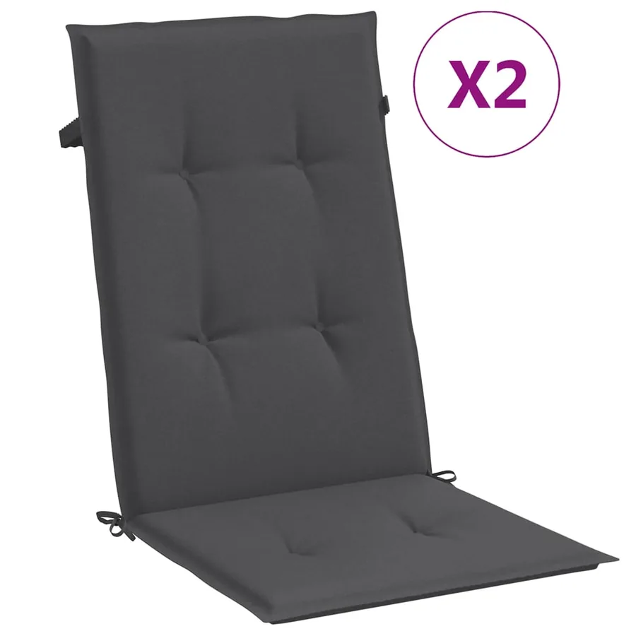 Coussins de chaise à dossier haut lot de 2 anthracite mélangé - 2